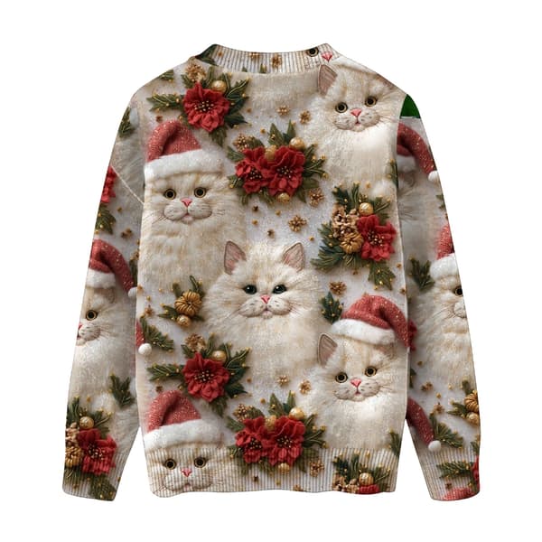 Langærmet julepullover til kvinder 3D Juleprintet Pullover Sweatshirt White XXL