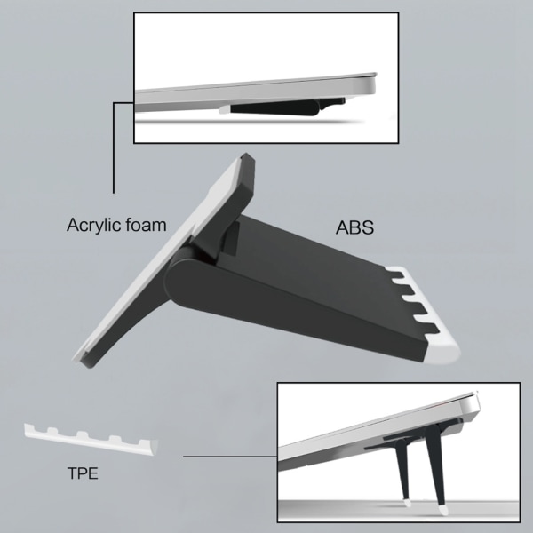 2ST Laptop Kylning Fällbart Stativ Svart Halkskyddshållare PC Portable Stand Mini