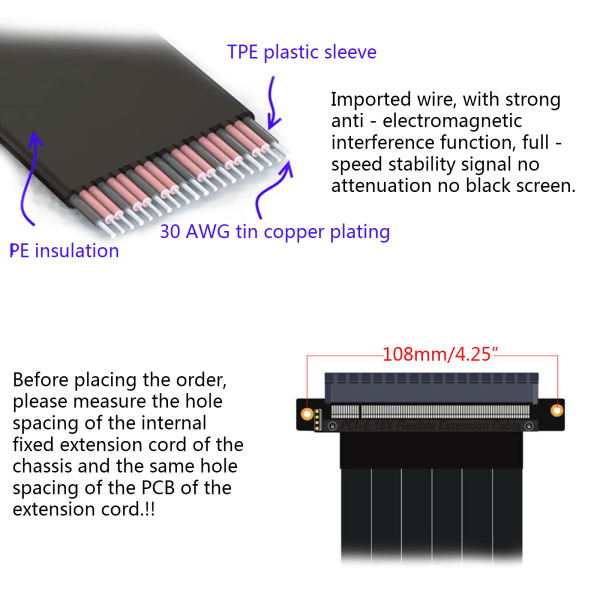 Gen3.0 PCI-E 16x till 16x Riser Extender PCIe Mining-kabel för ENTHOO Evolv Shift PH-ES217E/XE PK-217E/XE ITX-moderkort 180 degrees 40CM