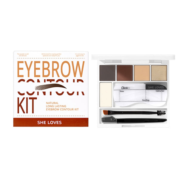 Ögonbryns Contour Kit Sminkpalett Set Ögonbrynspuder, Ögonbrynsmallar, Spoolie/Borste-Duo, Ögonbryns Vax, Highlighter
