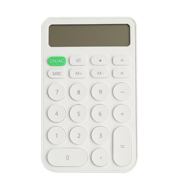 Standardräknare 12-siffrig med stor LCD-skärm och rund knapp Candy Color Miniräknare för Office Home School Slim White