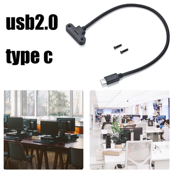 Högkvalitativ USB Typ C Hane till Hona Panelmonteringskabel för Data & Ström 30cm
