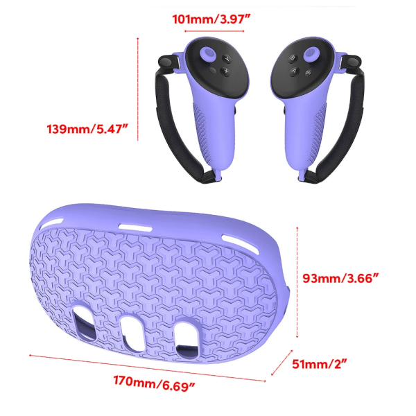 Komplett 7-delat tillbehörssats för VR- cover, handkontrollsgrepp Rocker Cover Face Covers Skydda helt Red