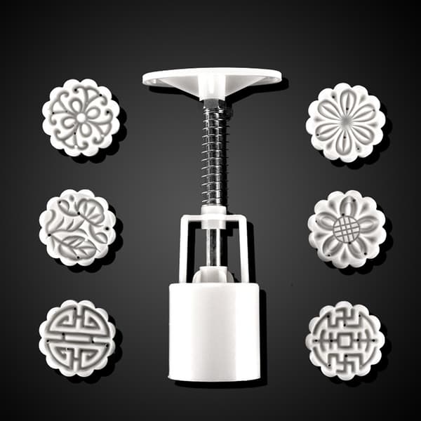 25g Mooncake form med 6 st Blomstämplar Handpress Moon Cake Mould DIY Bakeware