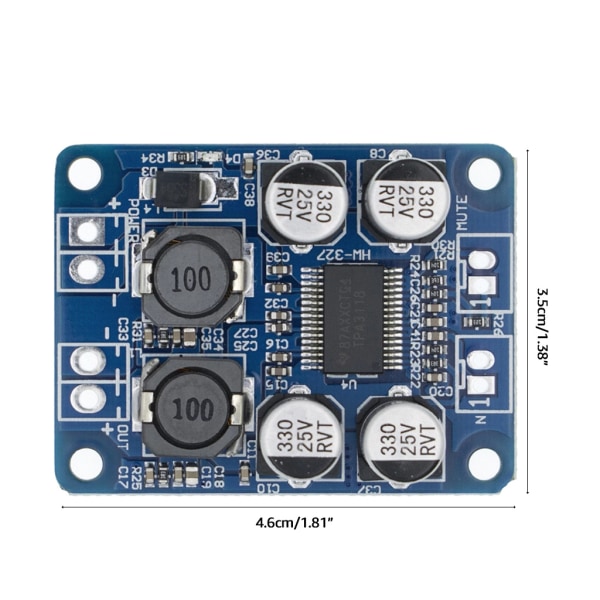 Mono Digital Power Amplifier Board TPA3118 PBTL 60W Stereo Single Channel AMP för DC 12V-24V