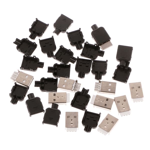 10 Sett Type A USB 4 Pin Hannkontakt Sett Koblingsplugg Terminering Plast for S