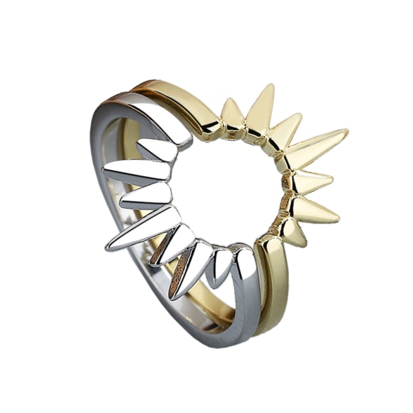 2x för Solblomstaplingsband Ringar Guld Silver Färgdeklaration Mode festliga smycken Individuell ring för kvinnor Gi Gold+silver - 7