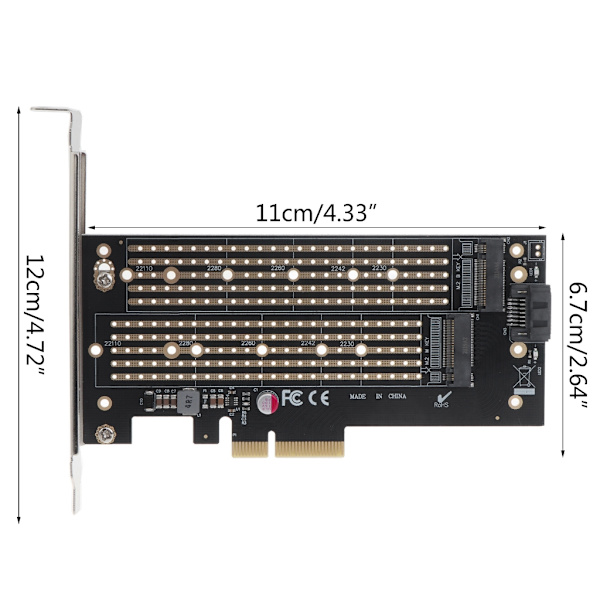 M.2 NVME till PCI-E 3.0 X4 expansionskort PCIE till M.2 Adapter Sata Internt gränssnitt PCI-E 3.0 X4 till SATA för PC