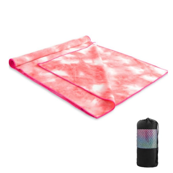 Tie-Dye yogahandduk svettabsorberande halkfri fitness filt med bärväska Black
