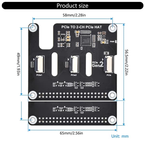 Dobbel PCIe FFC Utvidelseskort Dataoverføring HAT Adapter Stabelbar