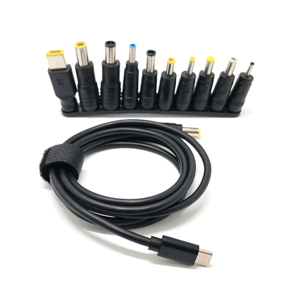 Universal USB C till för DC- power Stöd PD Laddning för DC 18,5-20V 65W med 10 kontakter 1,5 meter kabel