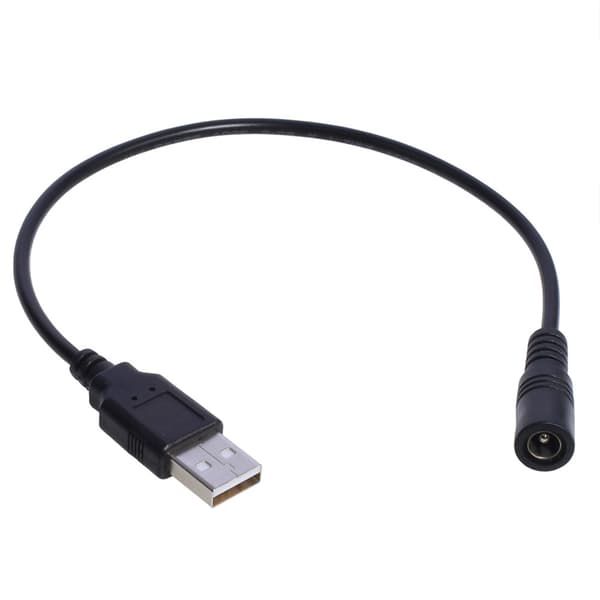 DC strømforsyningskontakt ladekabelforlengeradapterkabel USB til DC5.5x2.1mm