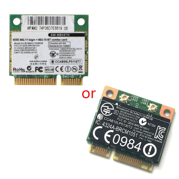 Trådlöst kort för BCM94313HMGB AW-NB047H Half Mini Pci-e Wifi Nätverkskort Bluetooth-kompatibel 4.0 Lan Adapter