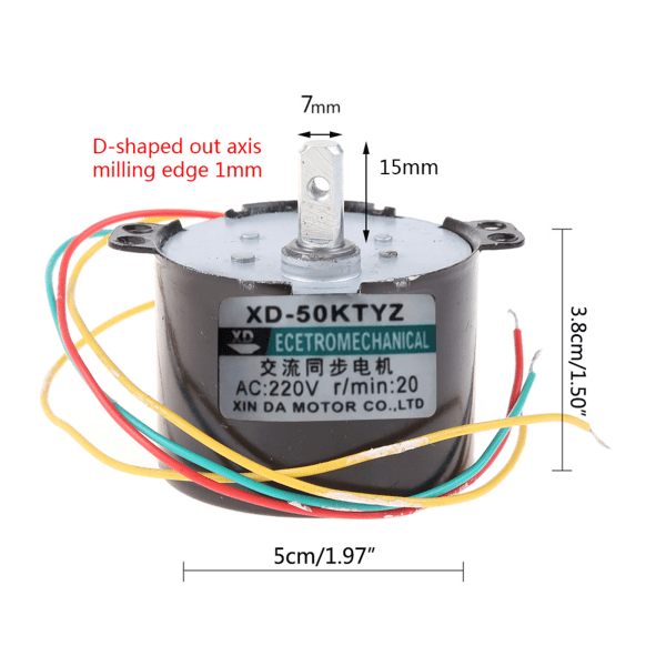 50KTYZ magnetsynkronmotor AC220V 2,5-50R/min Låghastighetsreducermotorsats 18V