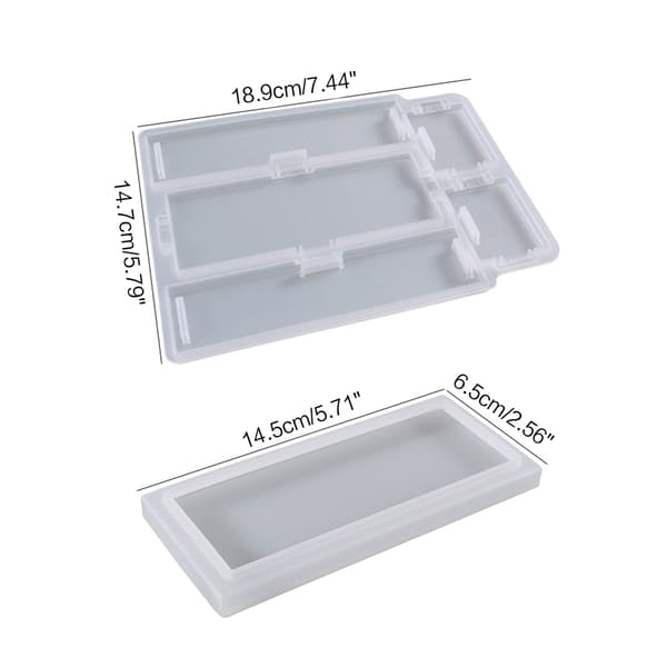 Rektangulær oppbevaringsboks holder harpiksform brett tallerken silikonform 19x15cm