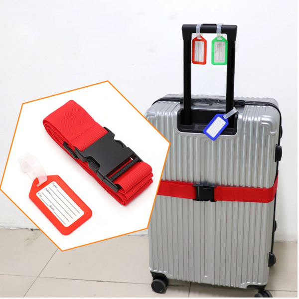 Bagagerem Resväska Tag-set Praktisk resväska Bälte Packing Rem Bagage Tag-Resetillbehör för upprätt resväska Black