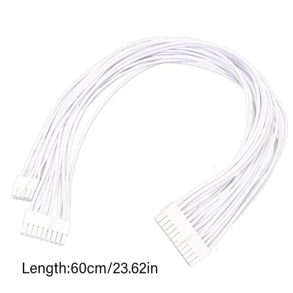 24PIN Modulär Strömkabel till 10+18PIN Flätad Vit Kabel 24Pins