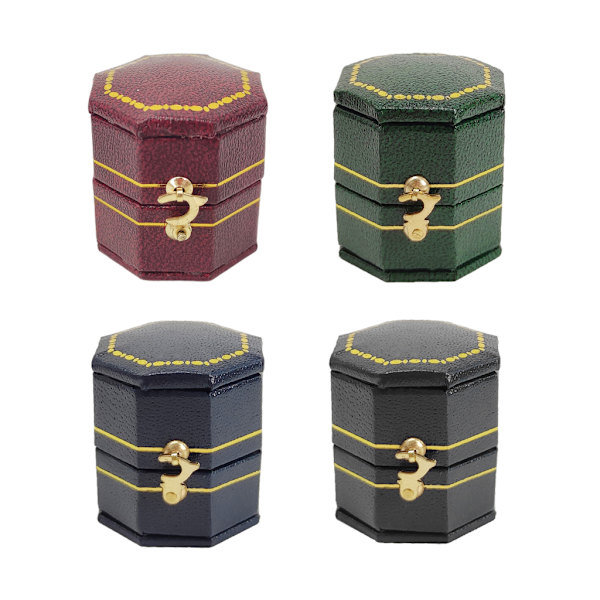 PU Läder Ring Box Lyx Smycken Ring Boxar Smycken Förvaring för Case för Förlovning Förlovning Bröllop Bröllopsdag Red