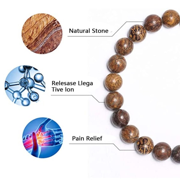 Reiki Healing Energy Naturlig Tiger Eye Stone Armband Träkorn Flätat Justerbart Armband Healing Beads Yoga Armband B 6mm