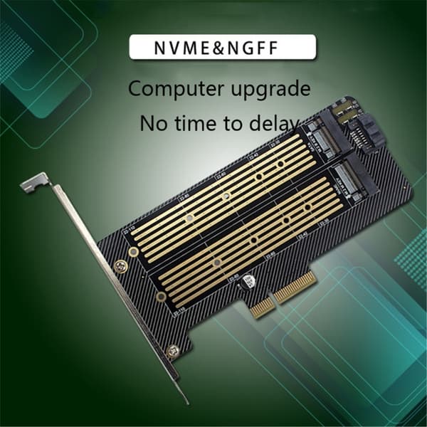 SSDer til PCIE Adapterkort M.2 NVME Harddiskadapter Dobbel SSD-kort