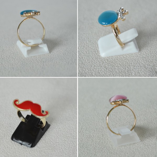 10 st Smycken Ring Hållare Svart Vit Klar Plast Finger Ring Display Ställ Retail Smycken Organizer Hållare Black