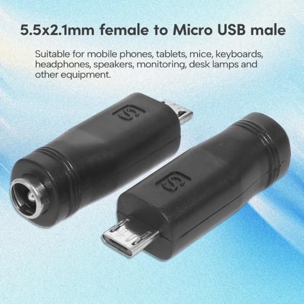 Professionell DC5,5x2,1mm power , hona till hane-omvandlaradapter DC5521 till mini- USB/Micro USB/Typ-C-kontakt Micro