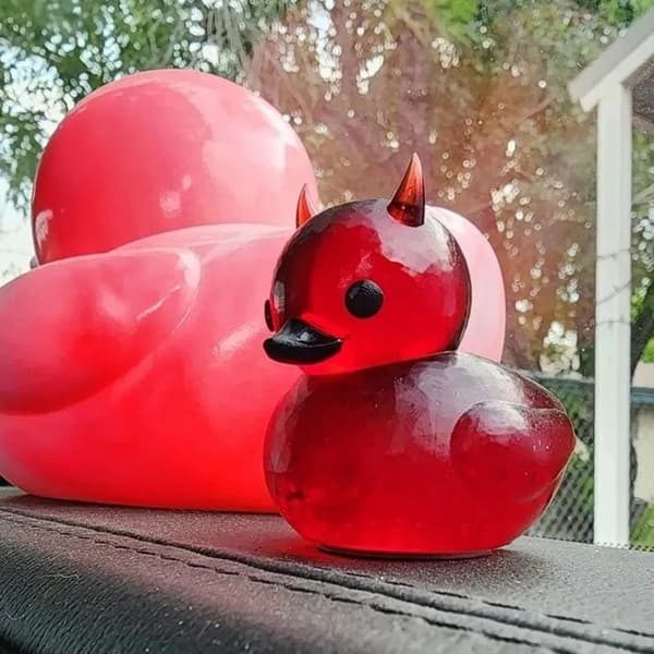 Devil Duck Resin Håndverksstatue Samlerobjekt Skulptur for Halloween, Bilpynt