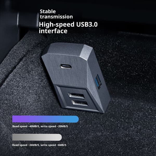 USB-hub för handskfack, bilsplitter dockningsstation USB snabbladdningsstation B