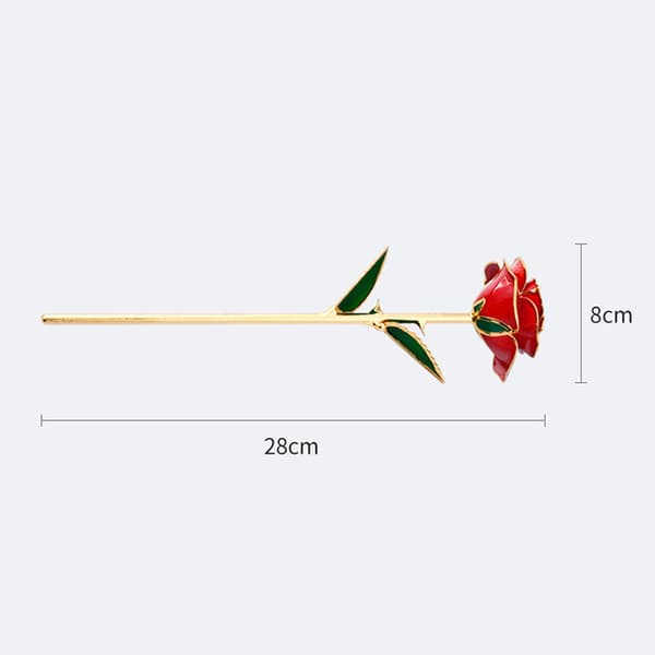 24K Guldpläterad Ros Torkad Blomsterkit med Presentförpackning och Displayställ Rose red