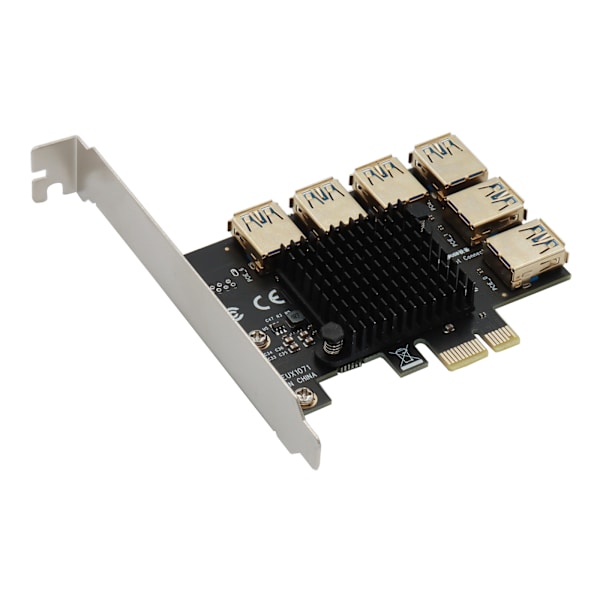PCIe Konverter PCI för Express Multiplier Riser-kort PCI-E 1 till 6 Extern 16X Slot USB 3.0 Adapterkort för Bitcoin Min
