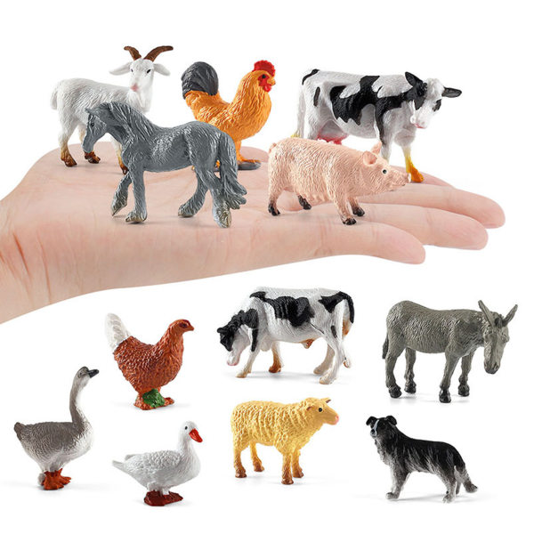 12st minifigurer för bondgårdsdjur Realistiska husdjursfigurer Leksaker Plast Farm Ladudjur Set för småbarn