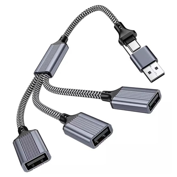 1PC 2/3 in 1 USB/Typ C Värd Power Y Splitter USB Adapter till USB OTG hane honkabel One for two