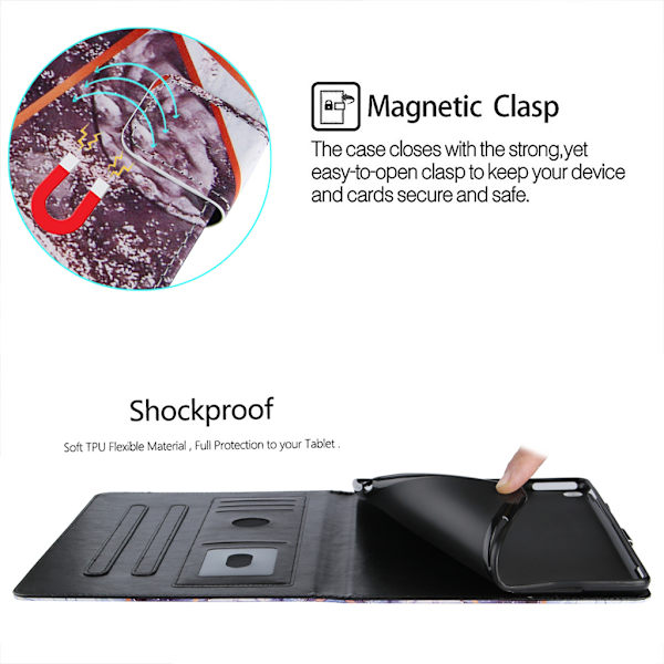 Magnetiskt stötsäkert case Tablettstödstativ Cover för 10.2 20202019/Air(3:e generationen)10.5 2019 Black White