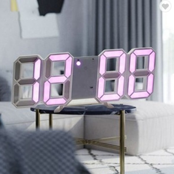 3D LED digital väckarklocka Ljusstyrka Justerbar elektronisk vägghängande klocka Black - Green word