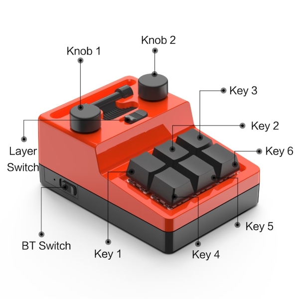 USB Custom Tangentbord Volymknapp Programmering Makro Spel Photoshop-Hotswap Tangentbord Mekanisk Röd Switch BT-2,4Ghz Black red data line