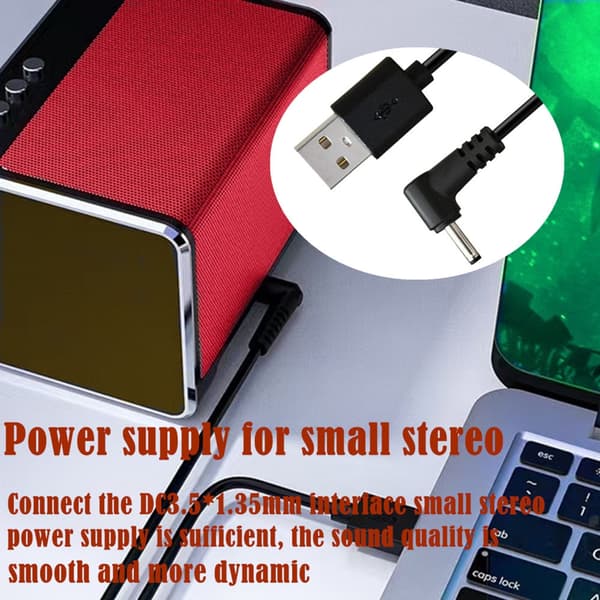 25 cm USB til DC5V Strømkabel USB2.0 Han til DC3.5mmx1.35mm Han Strømledning