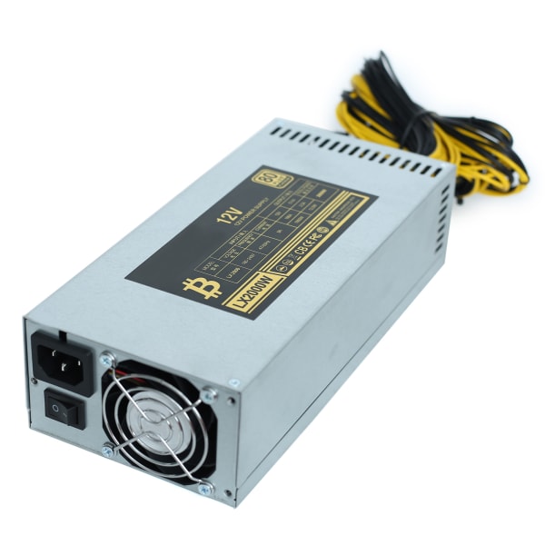 2000W Desktop Power Högeffektiv 6Pin kompatibel för BTC Bitcoin ETH Ethereum Server Miner Mining 10 Wire