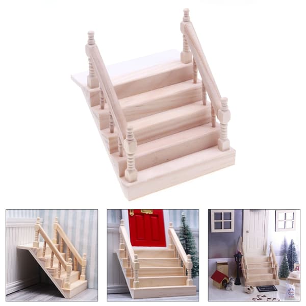 Dockskåp Miniatyr Trätrappa Möbler Scendekoration Samlarobjekt