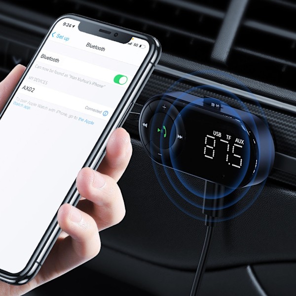 Bil AUX Bluetooth 5.2 Adapter Trådløs Lydmodtager Håndfri Auto Transmitter