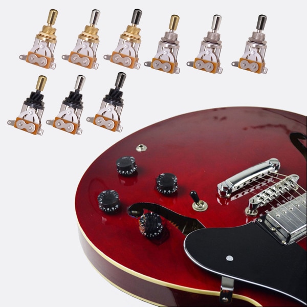 3-vägs vippbrytare musikelement för elgitarr med mässingsspetsknopp (Chrome) Gold Silver