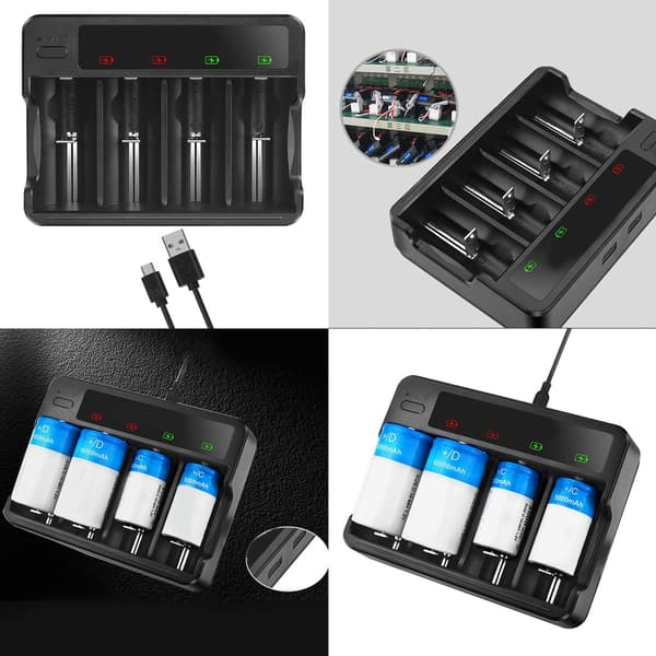 Universal AA 3A C D Batterilader for Ni Oppladbare Batterier USB