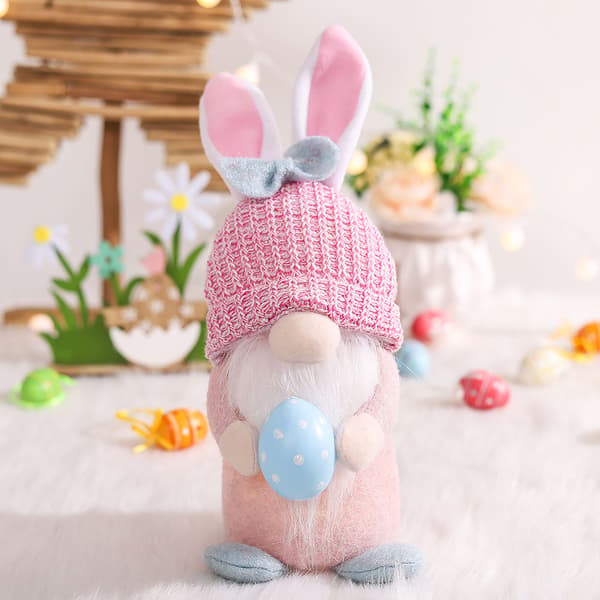 Påskhare Gnome Plysch Skandinavisk Tomte Elf Decorations Lighted Rabbit Decor Pink