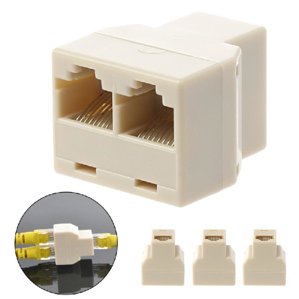 3 st 1 till 2-vägs LAN Ethernet-nätverkskabel RJ45 hona splitteranslutning Adapte