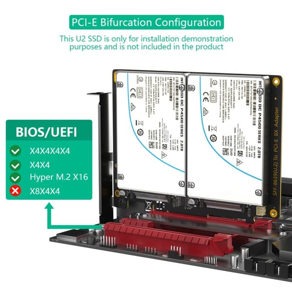 To SFF 8639 SSD'er til PCIe4.0 8X Interface Kort til Fleksibel Computer