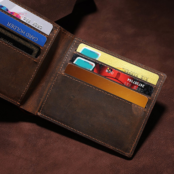 Herr PU-läder Vintage kort plånbok Kreditkortshållare Bifold Business Portmonn
