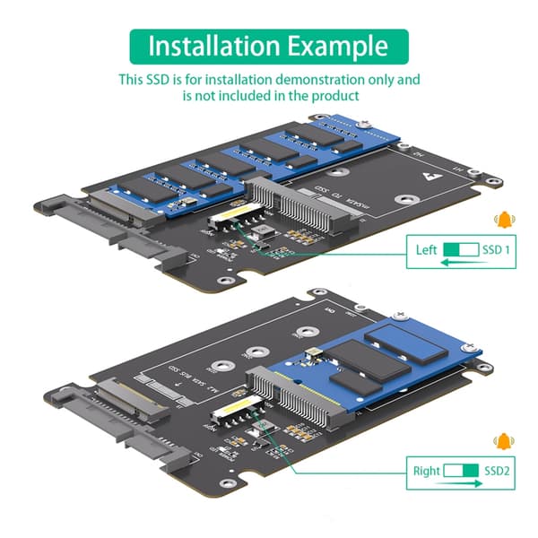 Enkel installasjon M.2 NGFF mSATA til SATA3.0 adapter for bærbar PC og stasjonær PC