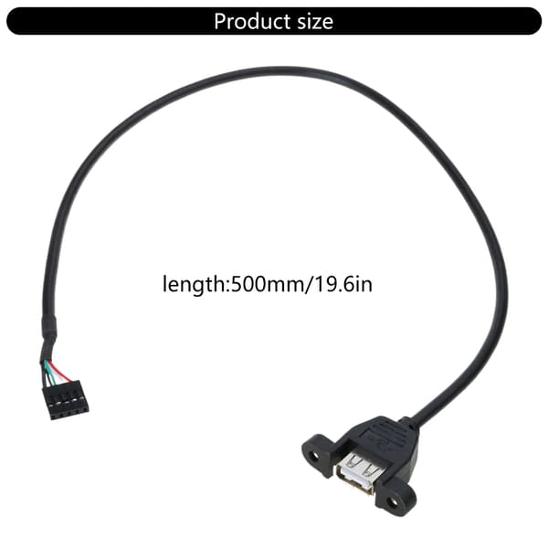 USB2.0 Hun til Bundkort 5Pin Header Kabel Adapter med Skruepanel