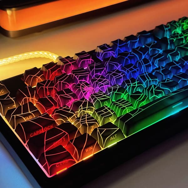 PBT Keycaps med varme-sublimeret edderkoppespinddesign til gamere, daglig brug