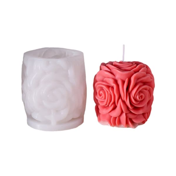 Rose Blomst Lysform til DIY Lys, Epoxy Resin Form Non-Stick A