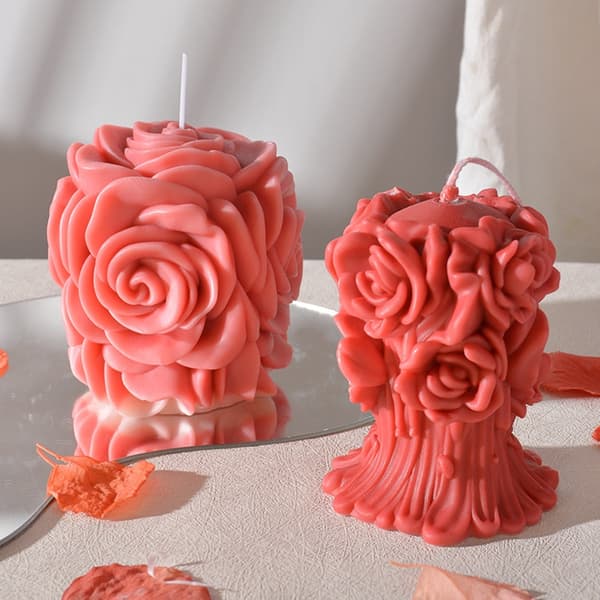 Rose Blomst Lysform til DIY Lys, Epoxy Resin Form Non-Stick A
